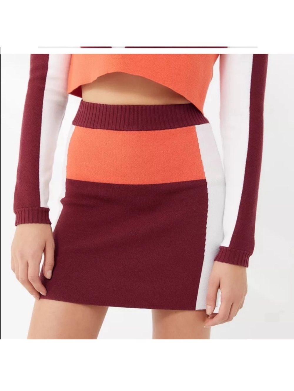 Urban Outfitters UO Color Block Knit Mini Skirt Retro Size M